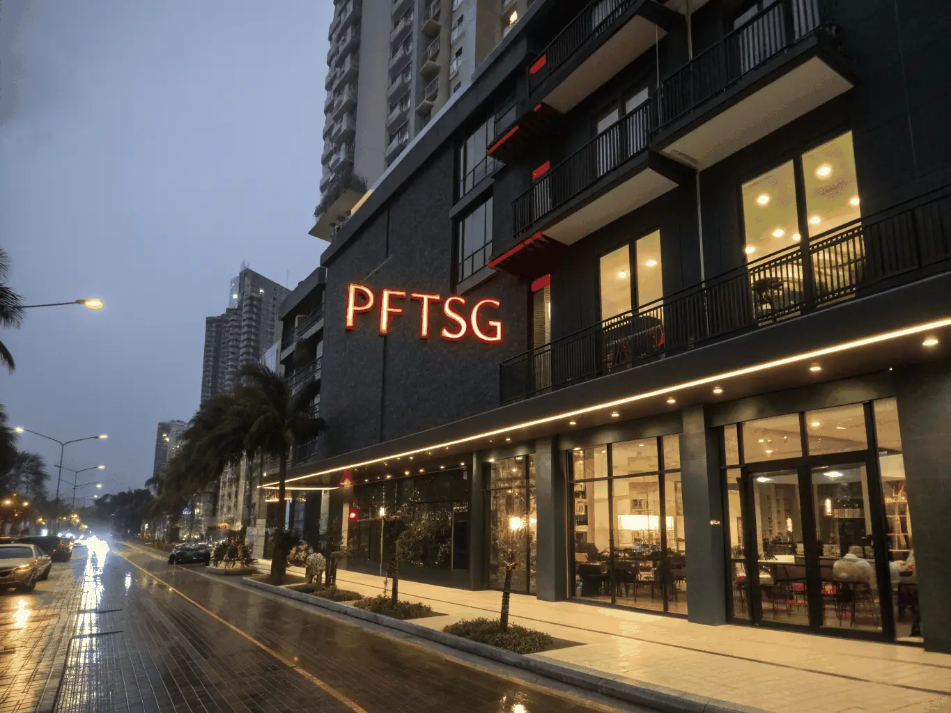 A wide shot of the Grande Centre Point Pattaya's exterior, highlighting its modern architecture and prime location near Terminal 21.