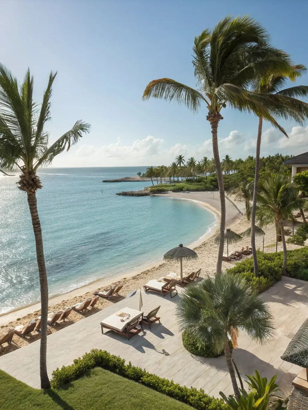 An aerial view of the Royal Cliff Grand Hotel, showcasing its multiple pools, private beach access, and lush tropical gardens. The image captures the hotel's expansive grounds and serene ambiance.