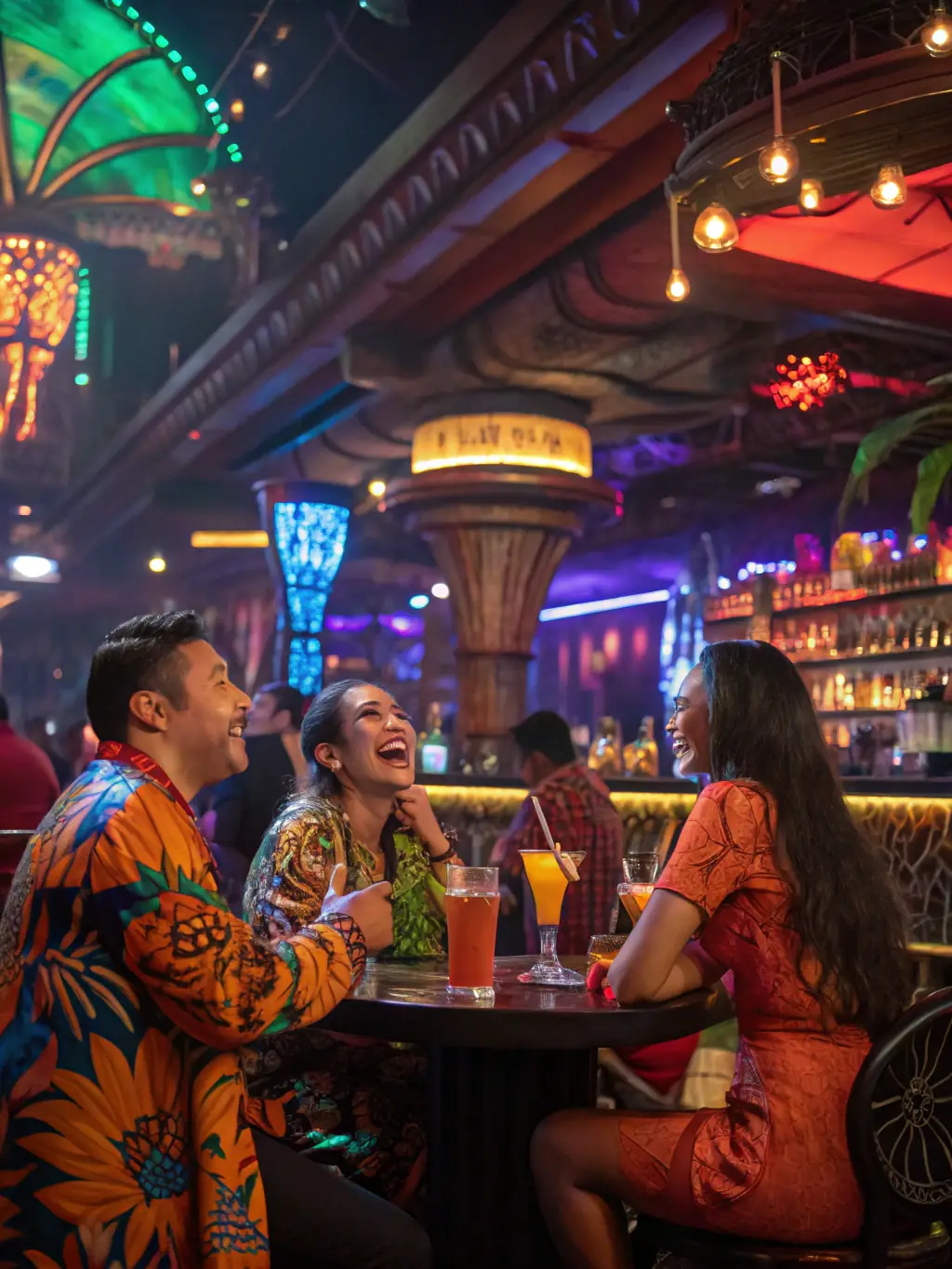 A high-quality image of a PFTSG event in Pattaya, featuring a group of sophisticated travelers enjoying a premium nightlife experience.